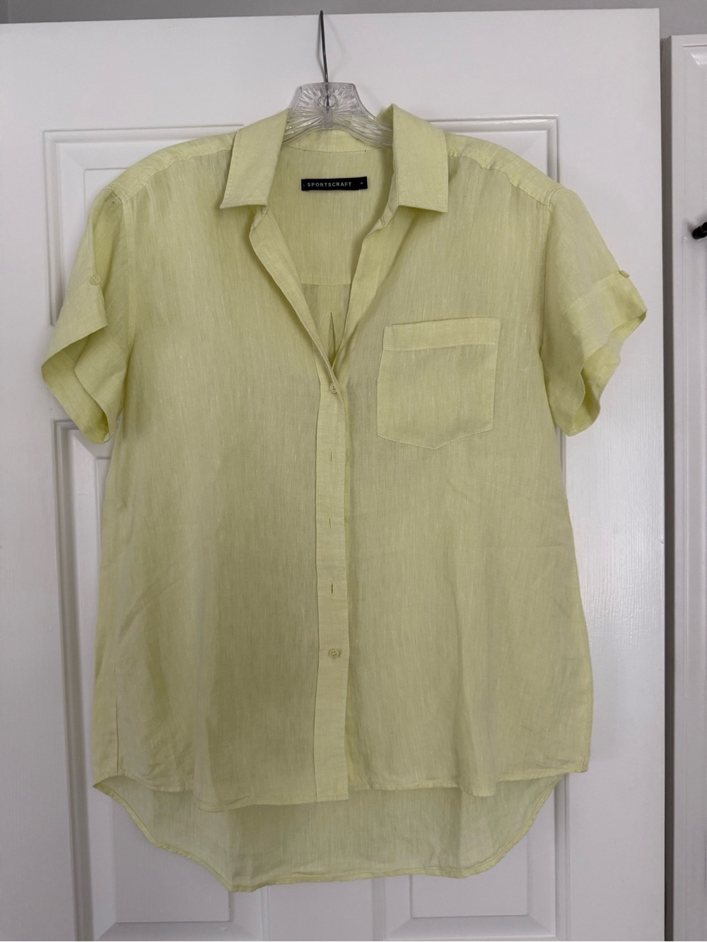 Sportscraft Pale Yellow Short Sleeve Button-Front Shirt